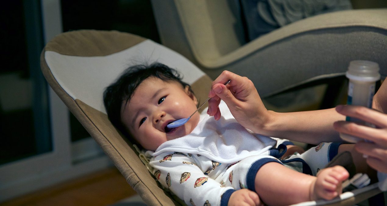 Spoon feeding for the first time!