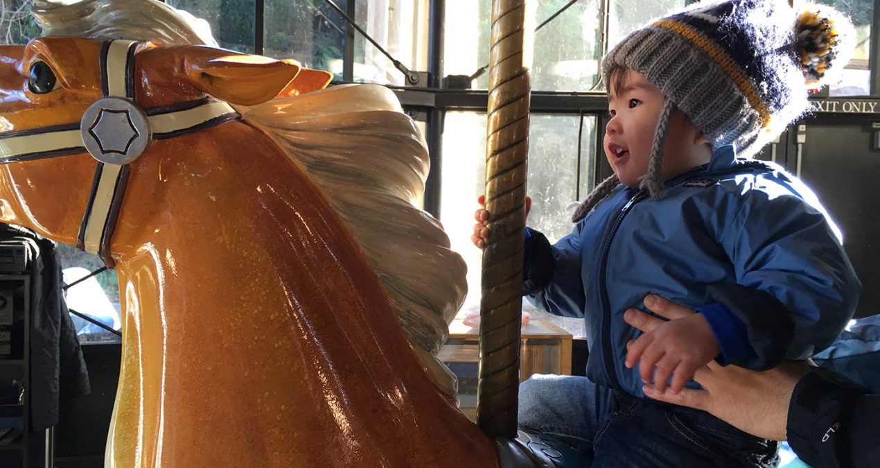 Riding the carousel in Golden Gate Park